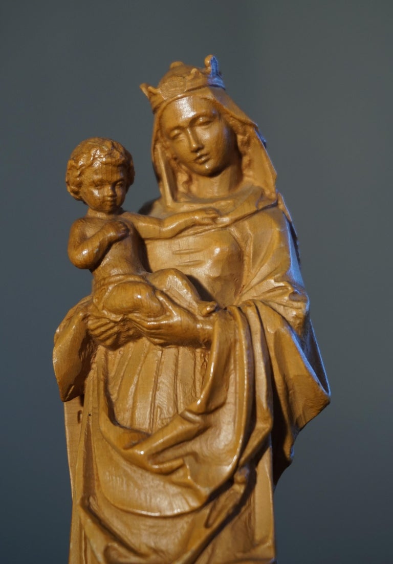 Finest Quality, Hand Carved Miniature Statue of Mother Mary Holding