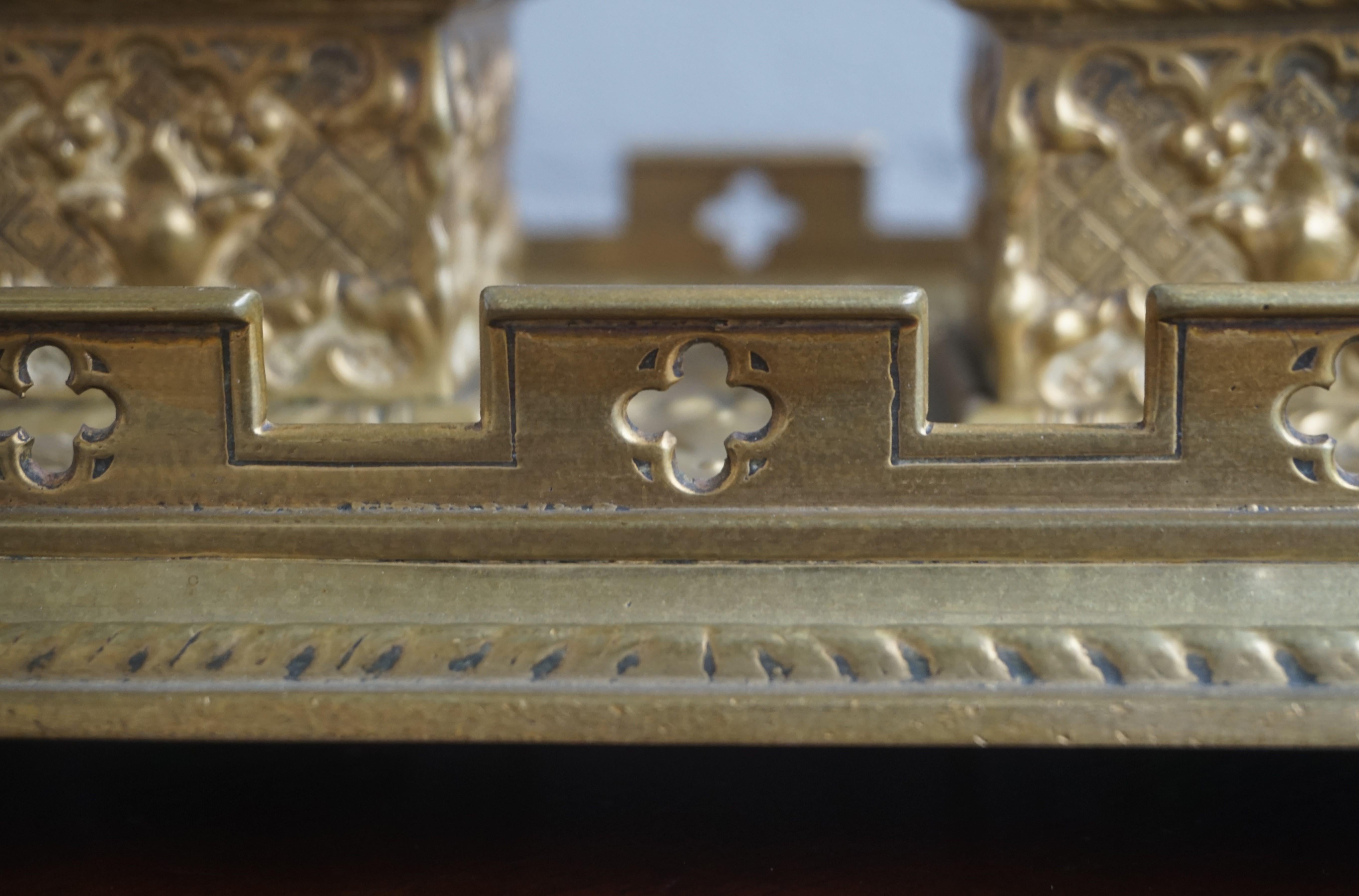 Finest Quality Handcrafted Antique Bronze and Brass Gothic Revival Inkstand 10