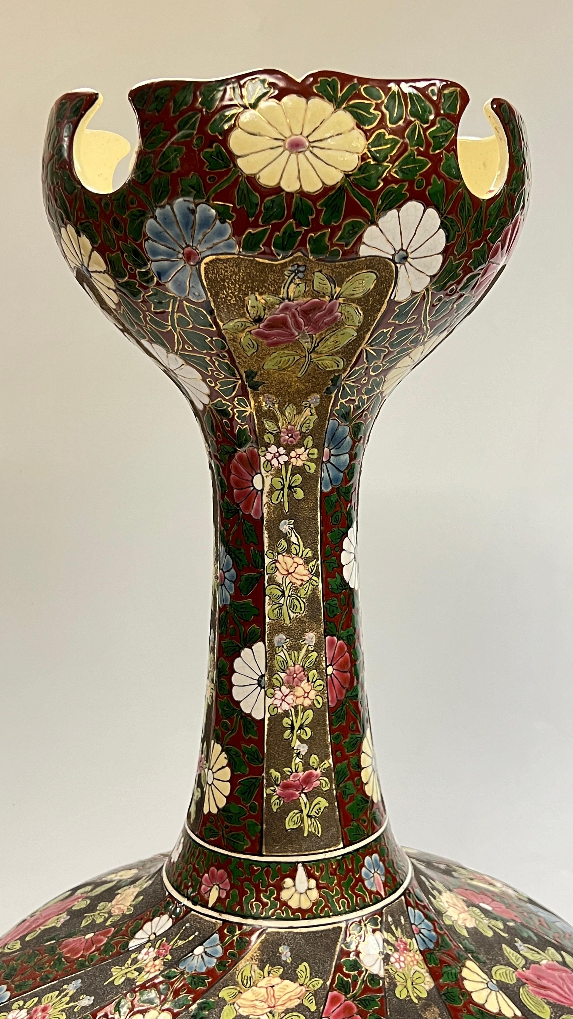 Finest quality Large Hungarian Enameled Vase by Fischer In Good Condition In New York, NY