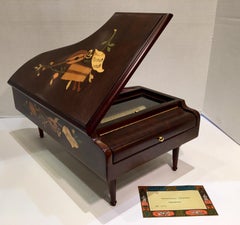 Caja de música con incrustaciones de piano de cola suizo Reuge de 3,72 notas de la mejor calidad Reproduce 3 canciones