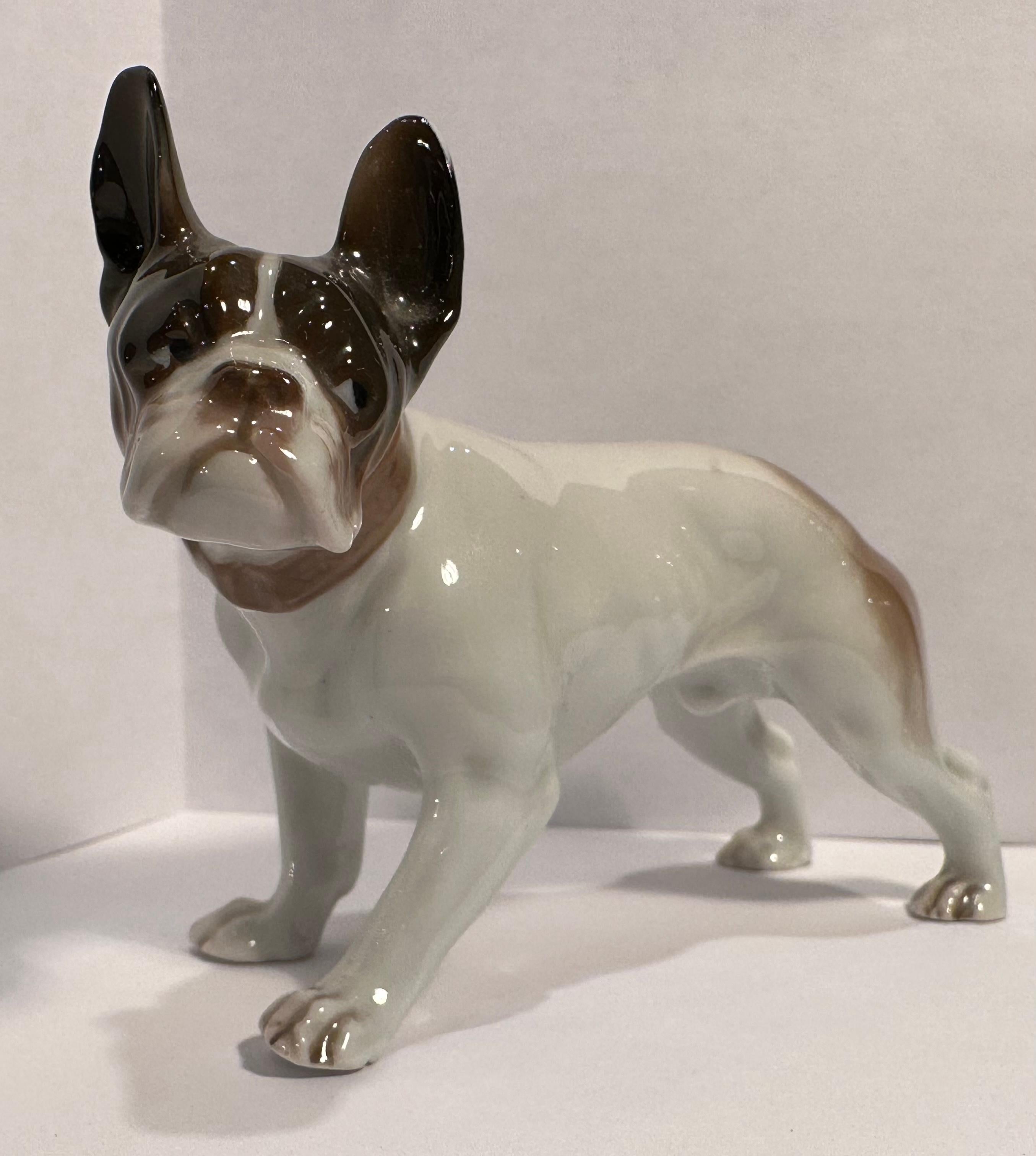 Finest Quality Rosenthal Germany French Bulldog Porcelain Dog Figurine In Excellent Condition For Sale In Tustin, CA