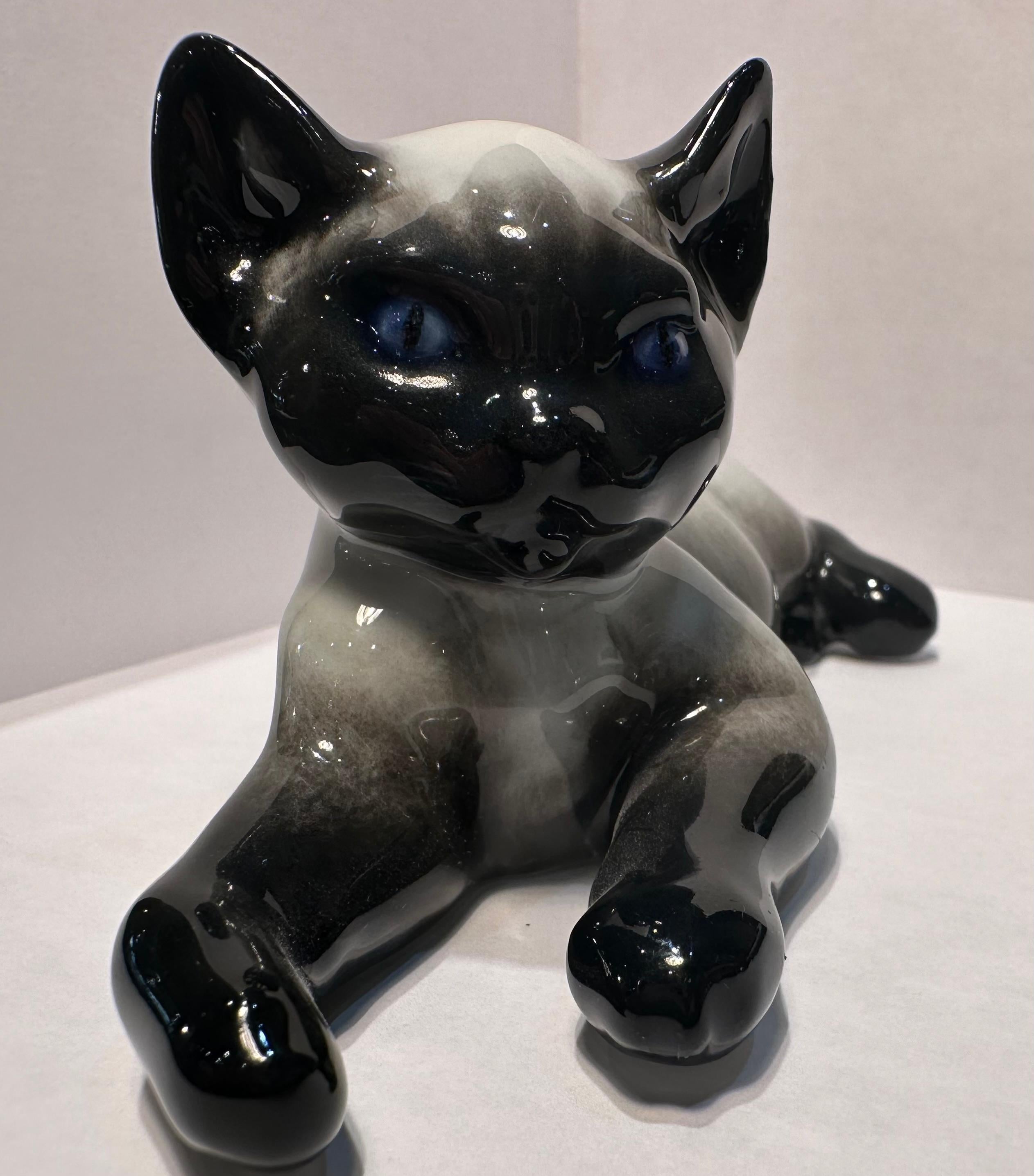 Figurine en porcelaine de qualité supérieure Rosenthal Germany Siamese Kitten Cat Porcelain en vente 6