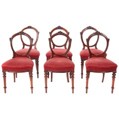 Finest Quality Set of 6 Antique Victorian Walnut Dining Chairs