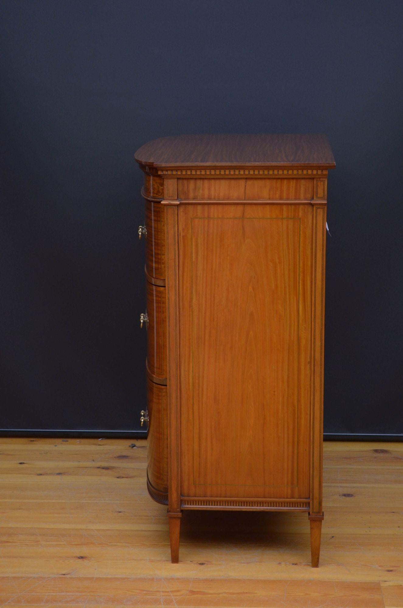 Finest Quality Sheraton Revival Satinwood Chest of Drawers For Sale 14