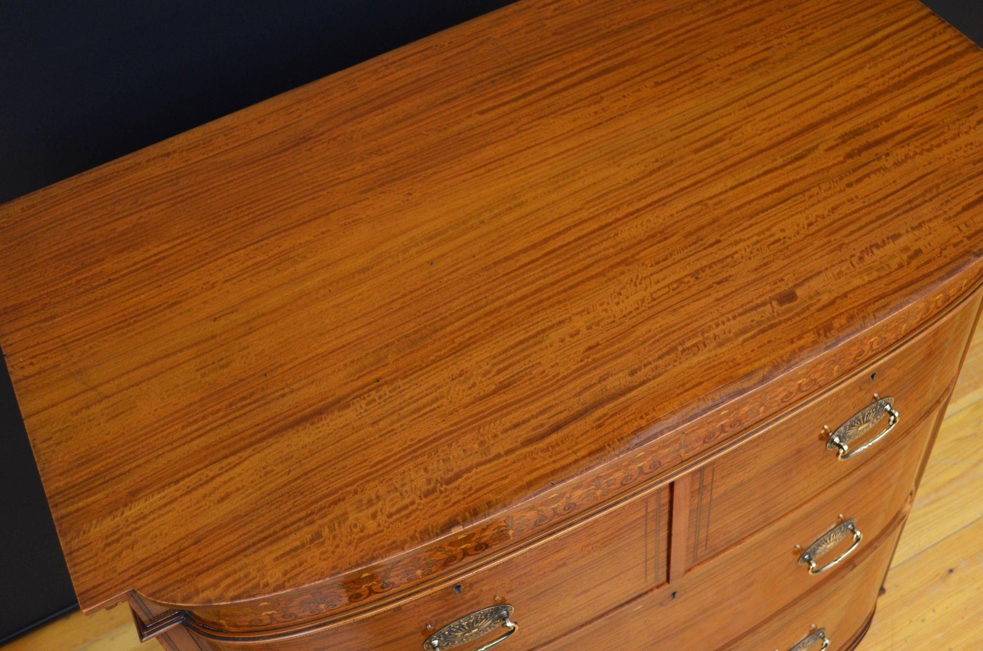 19th Century Finest Quality Sheraton Revival Satinwood Chest of Drawers For Sale