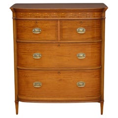 Antique Finest Quality Sheraton Revival Satinwood Chest of Drawers