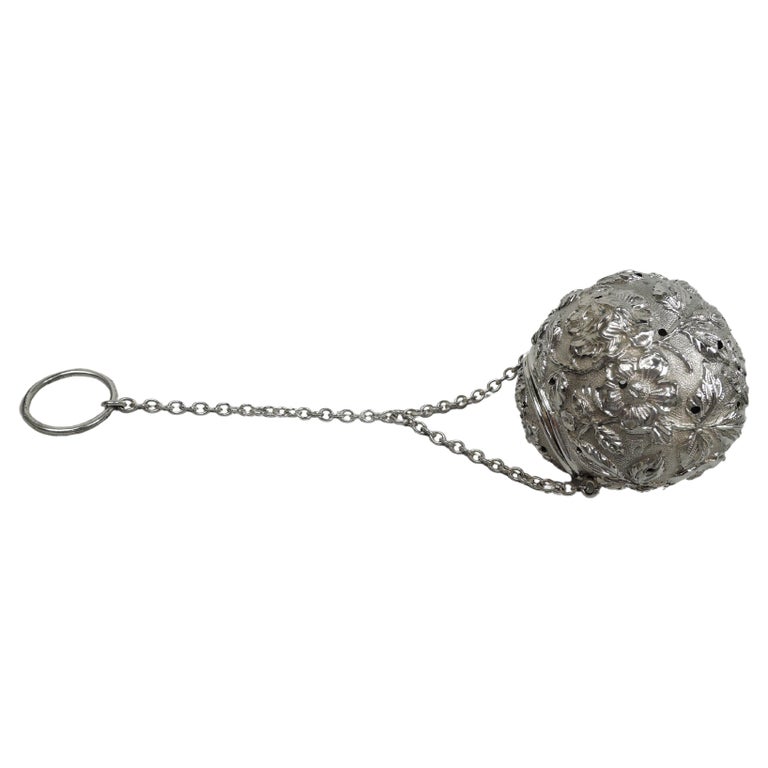 Finest Quality Stieff Baltimore Repousse Tea Ball Infuser For Sale at