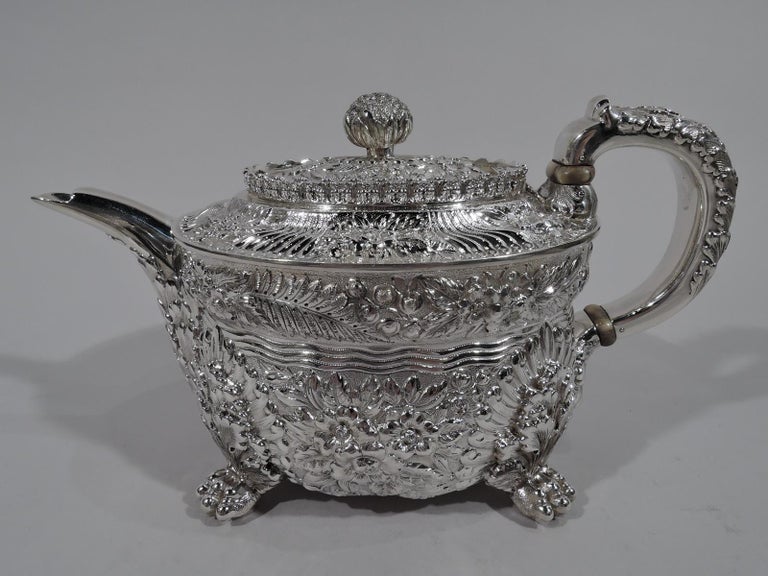 Finest Quality Tiffany Repousse Sterling Silver Coffee and Tea Set For