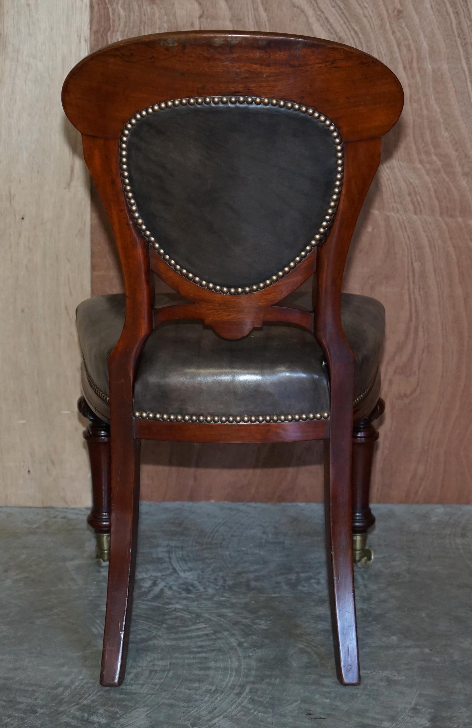 Finest Quality Victorian 1860 Hardwood & Leather Dining Chairs After Gillows 9