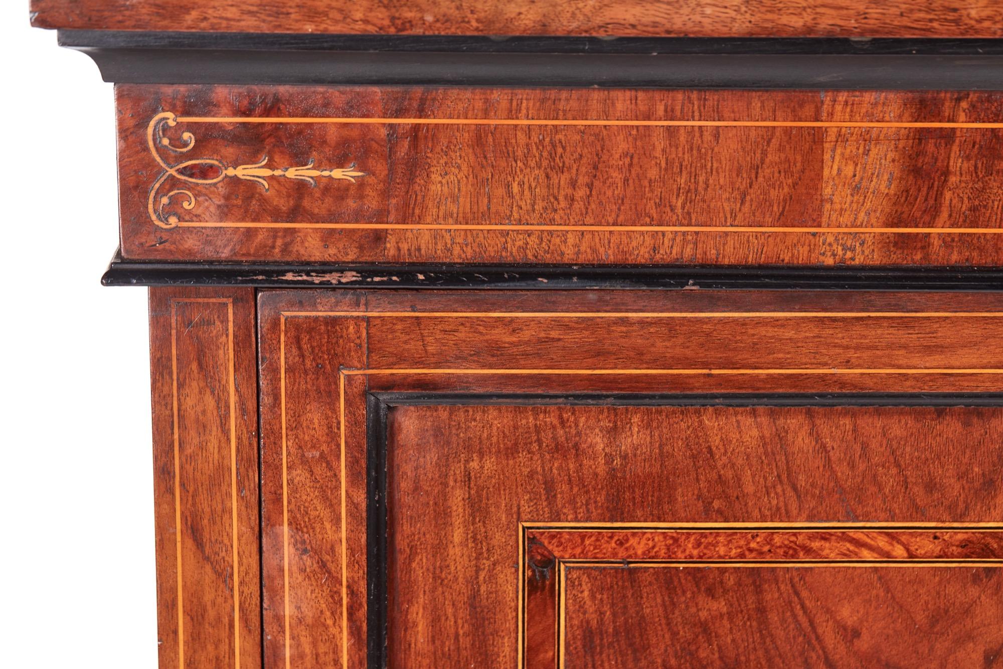 English Finest Quality Victorian Inlaid Walnut Corner Cabinet