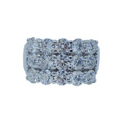 Finest Quality VVS1 3.75 Carat Diamond Triple Row Band Ring 18 Karat White Gold