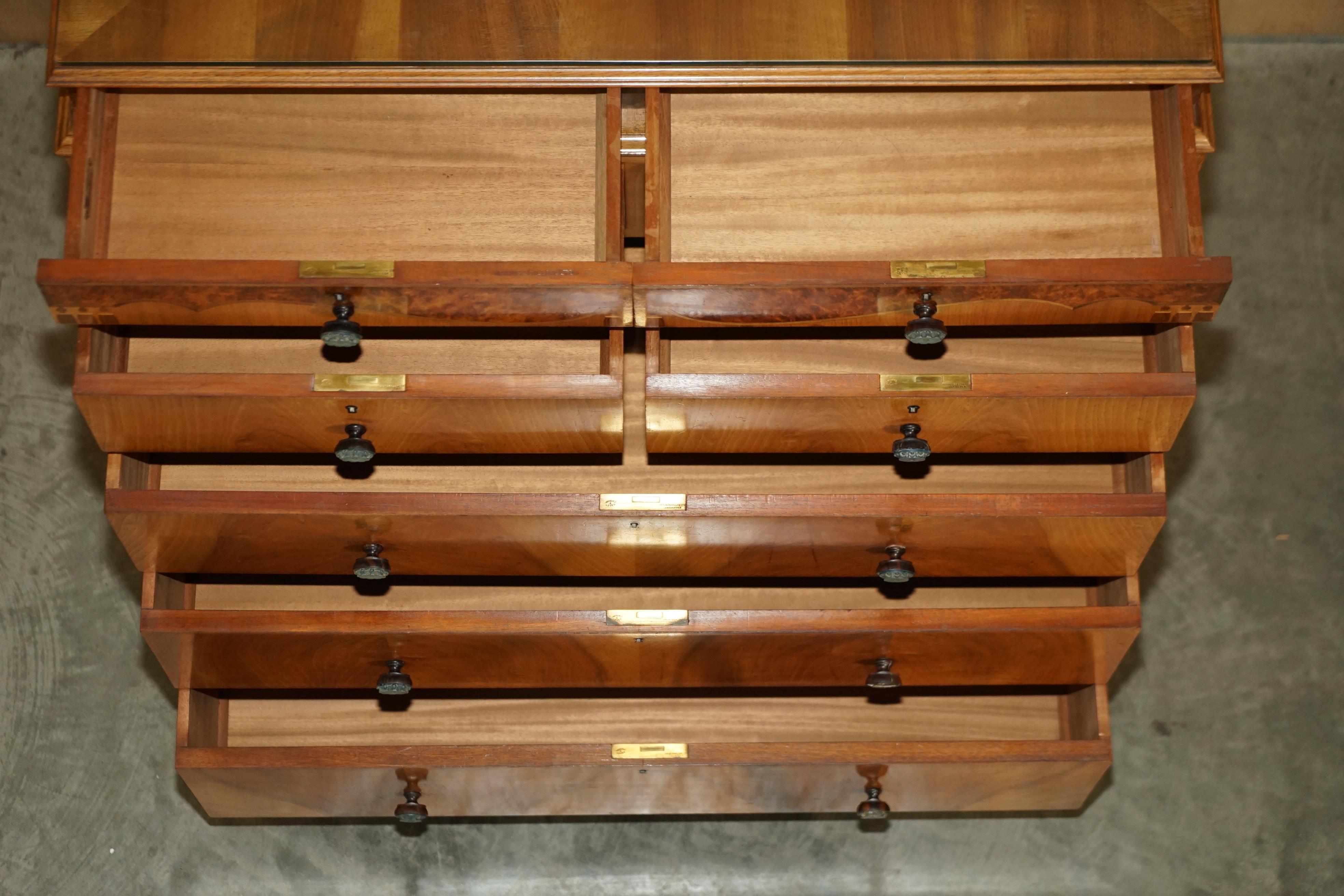 Finest Quality Waring & Gillow Burr Walnut Chest of Drawers Part of a Suite For Sale 8