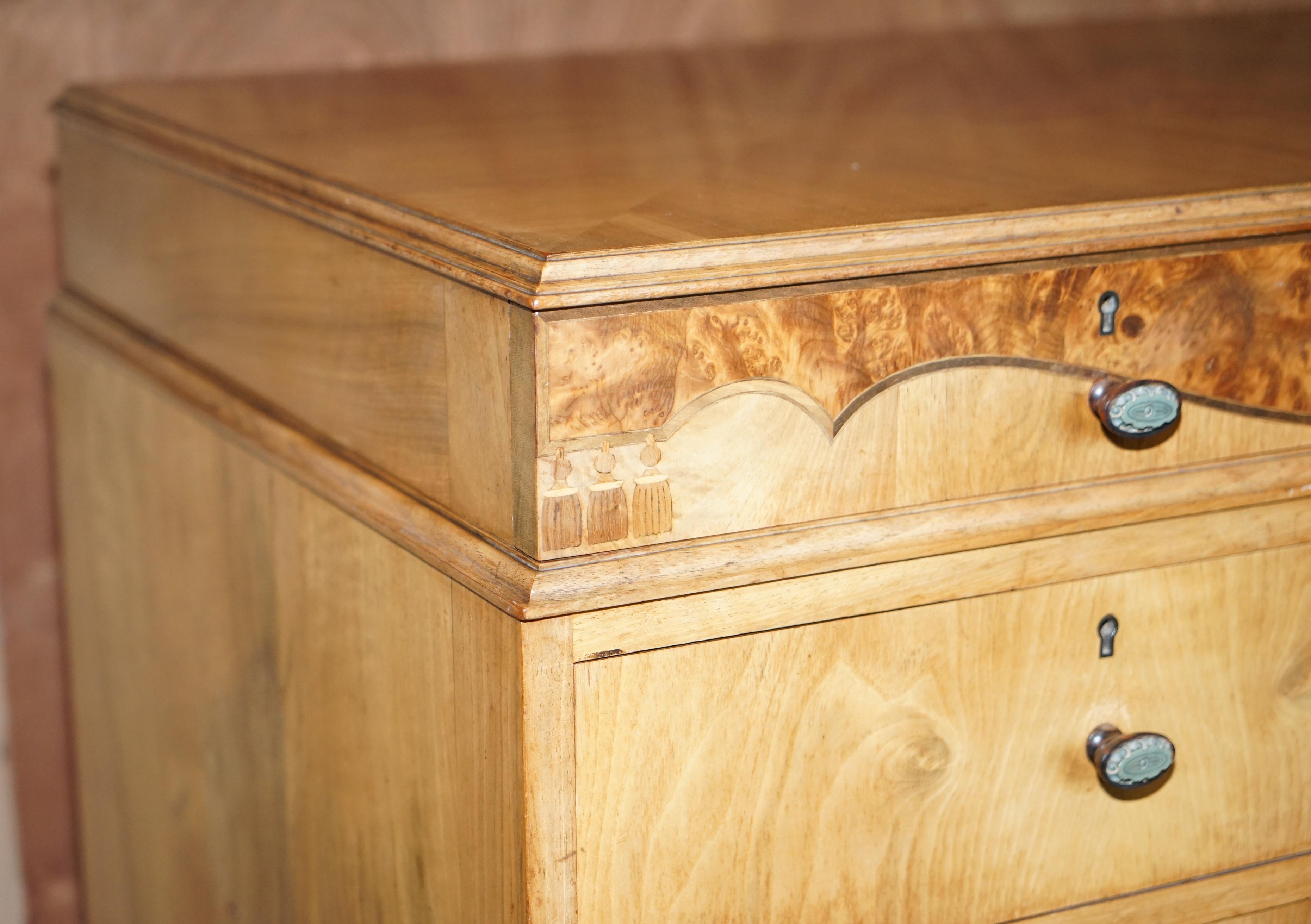 20th Century Finest Quality Waring & Gillow Burr Walnut Chest of Drawers Part of a Suite