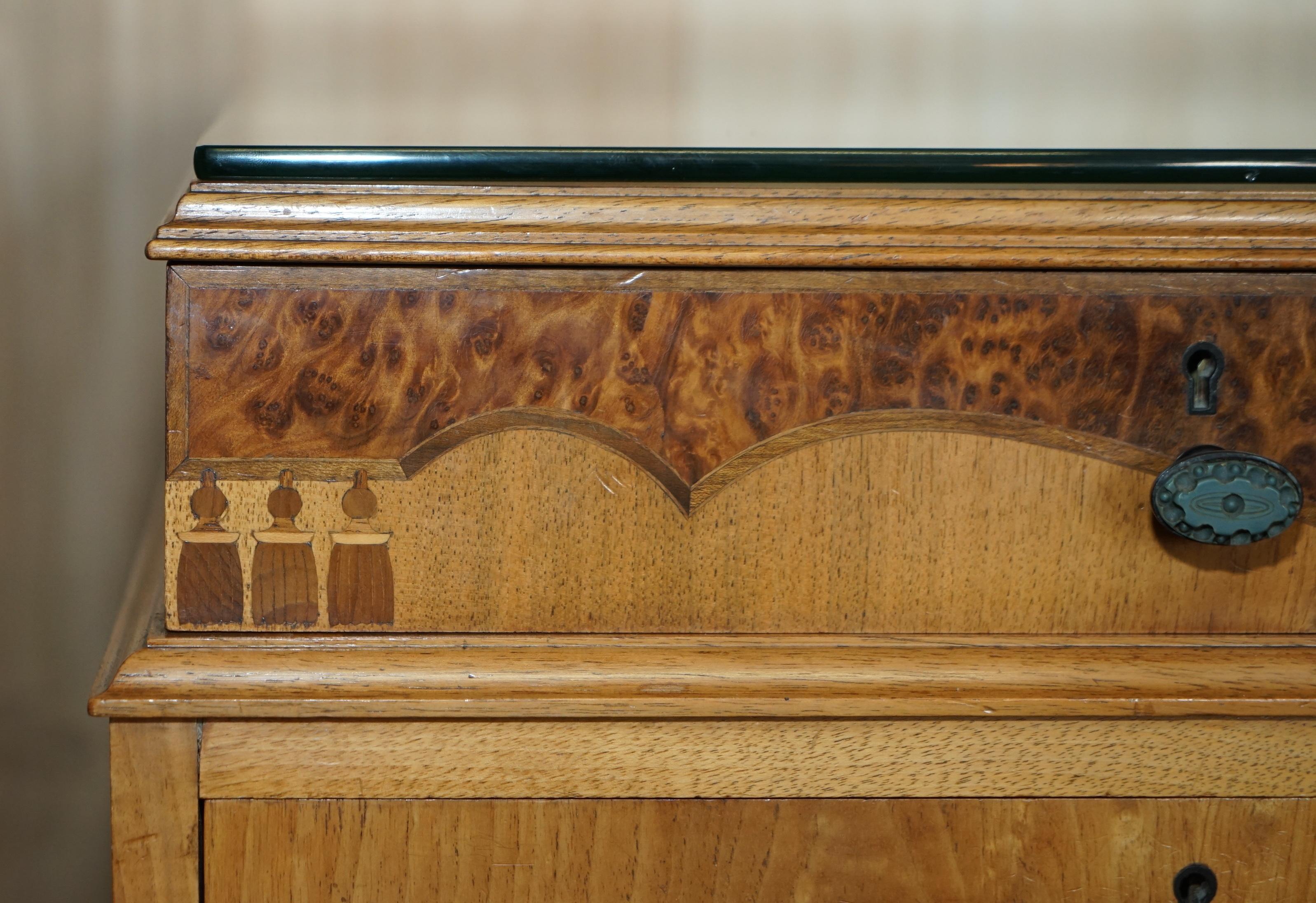 20th Century Finest Quality Waring & Gillow Burr Walnut Chest of Drawers Part of a Suite For Sale