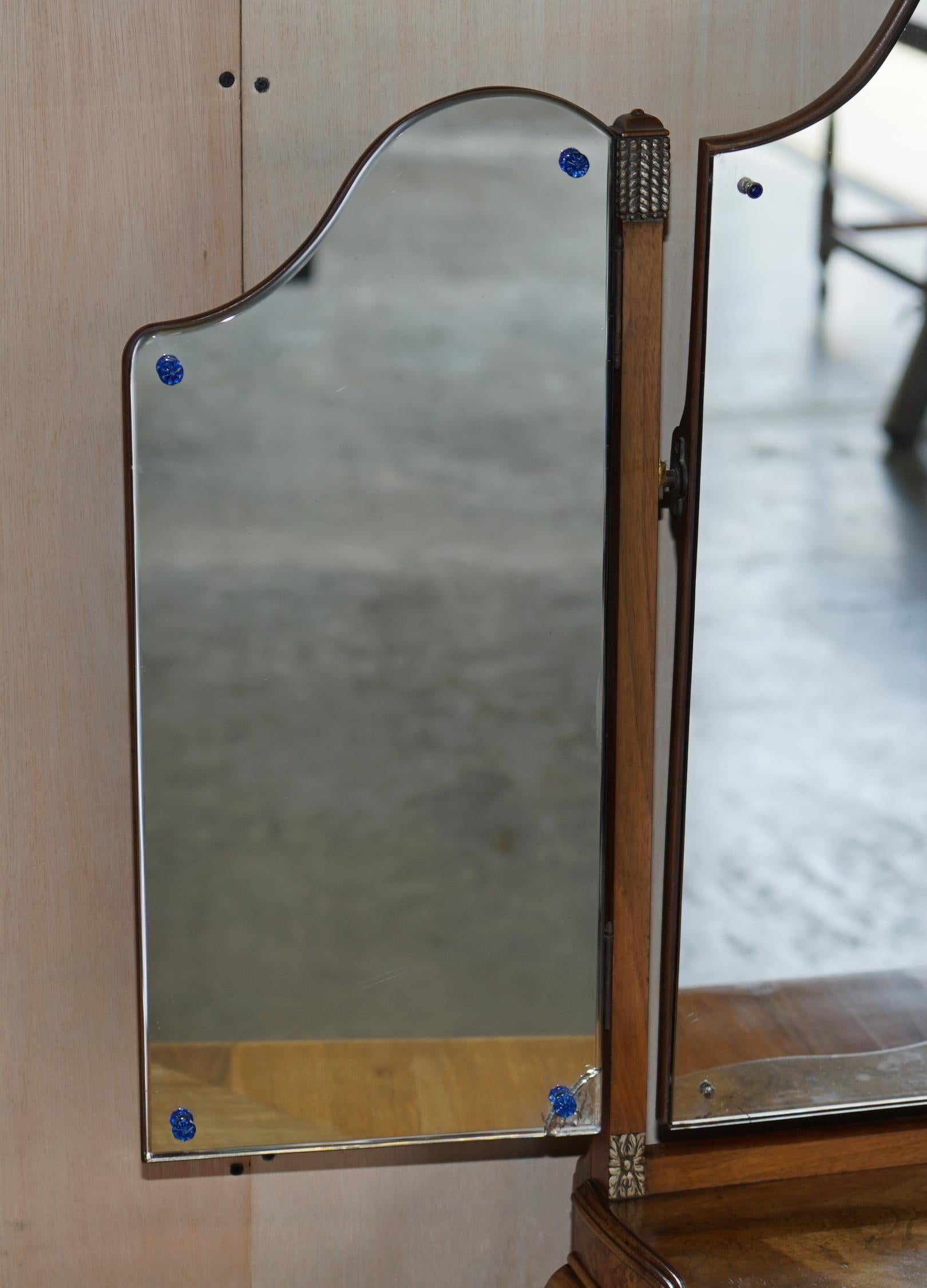 Finest Quality Waring & Gillow Burr Walnut Dressing Table Mirror Part of a Suite 8