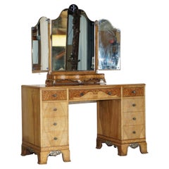 Finest Quality Waring & Gillow Burr Walnut Dressing Table Mirror Part of a Suite