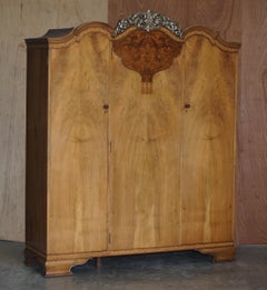 Finest Quality Waring & Gillow Burr Walnut Triple Wardobe Part of a Suite