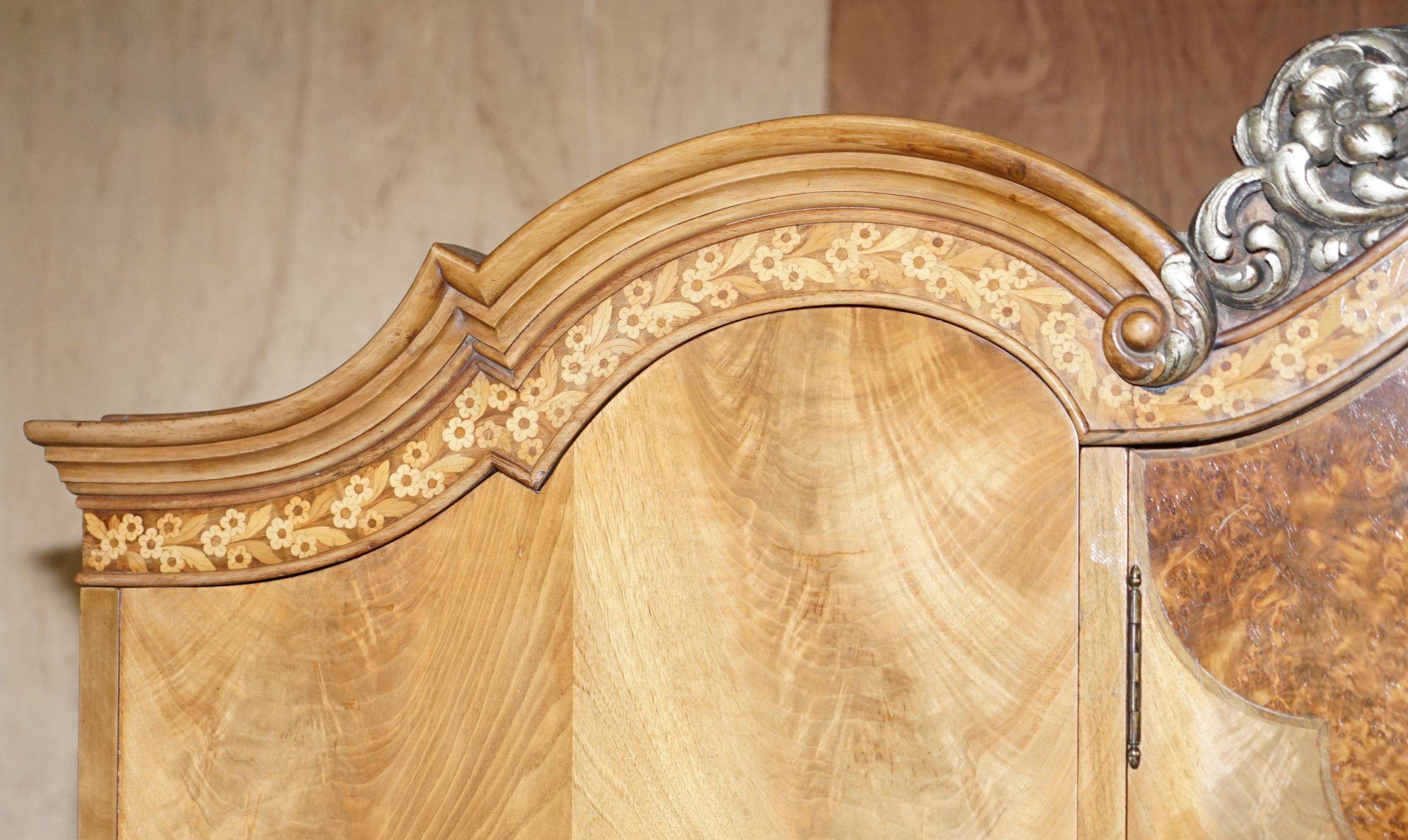 Hand-Crafted Finest Quality Waring & Gillow Burr Walnut Triple Wardobe Part of a Suite