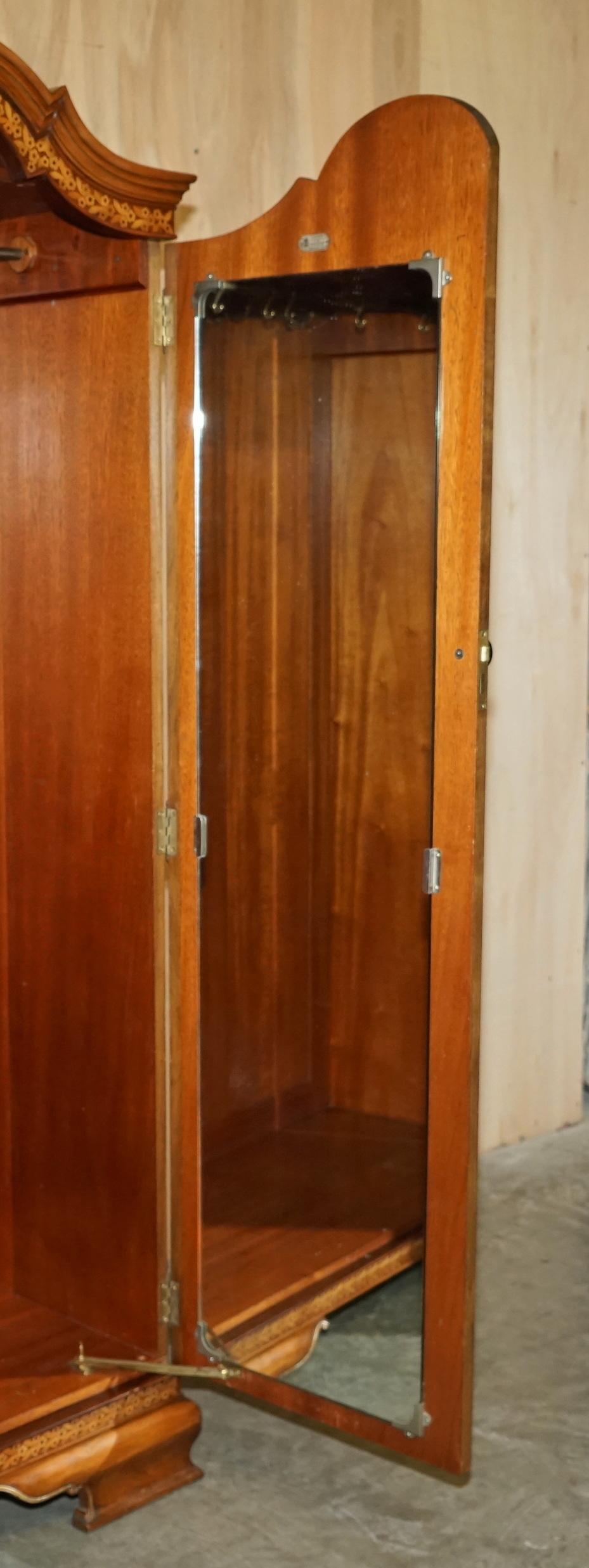 Finest Quality Waring & Gillow Burr Walnut Triple Wardrobe Part of Large Suite For Sale 11