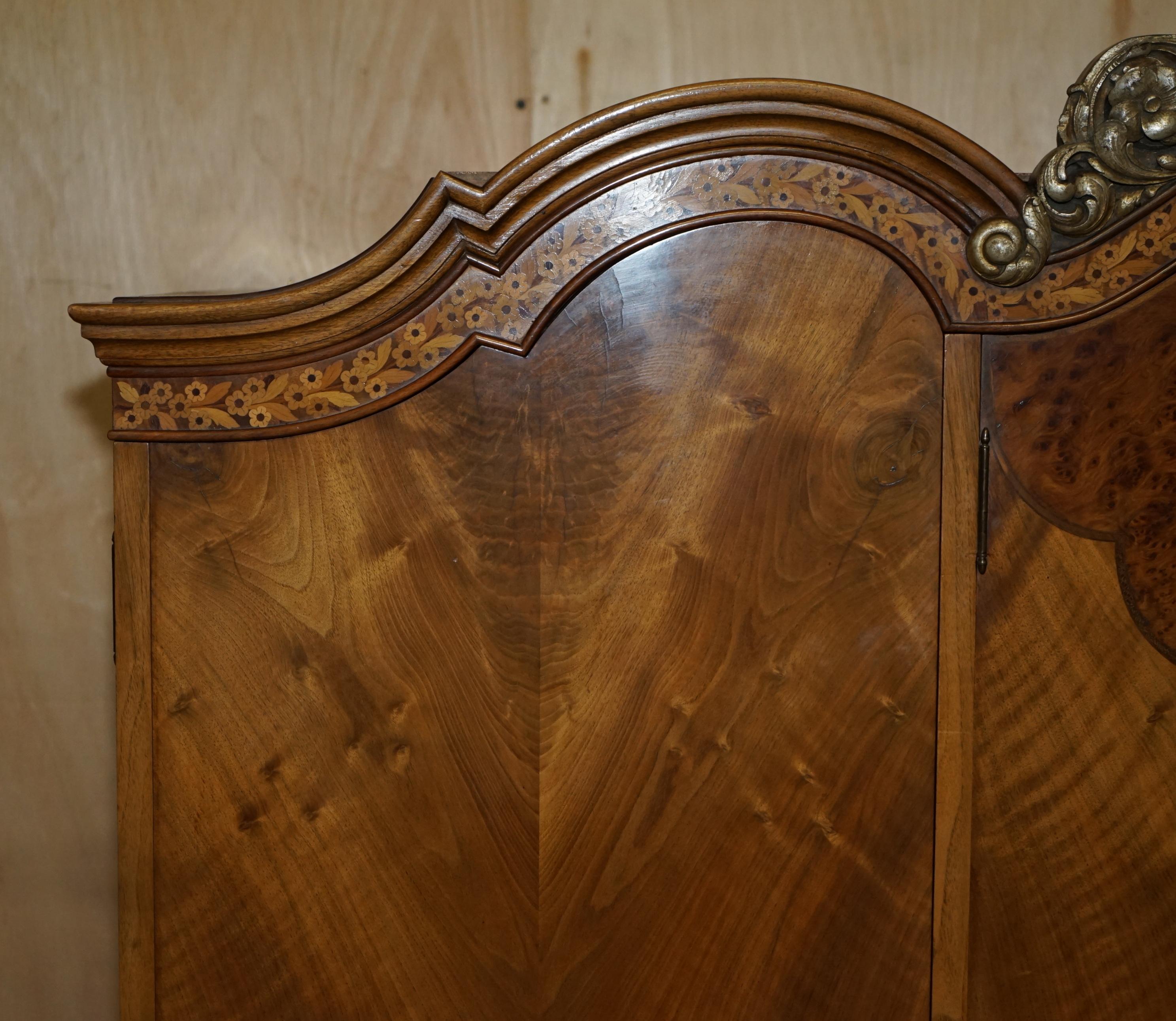 20th Century Finest Quality Waring & Gillow Burr Walnut Triple Wardrobe Part of Large Suite For Sale