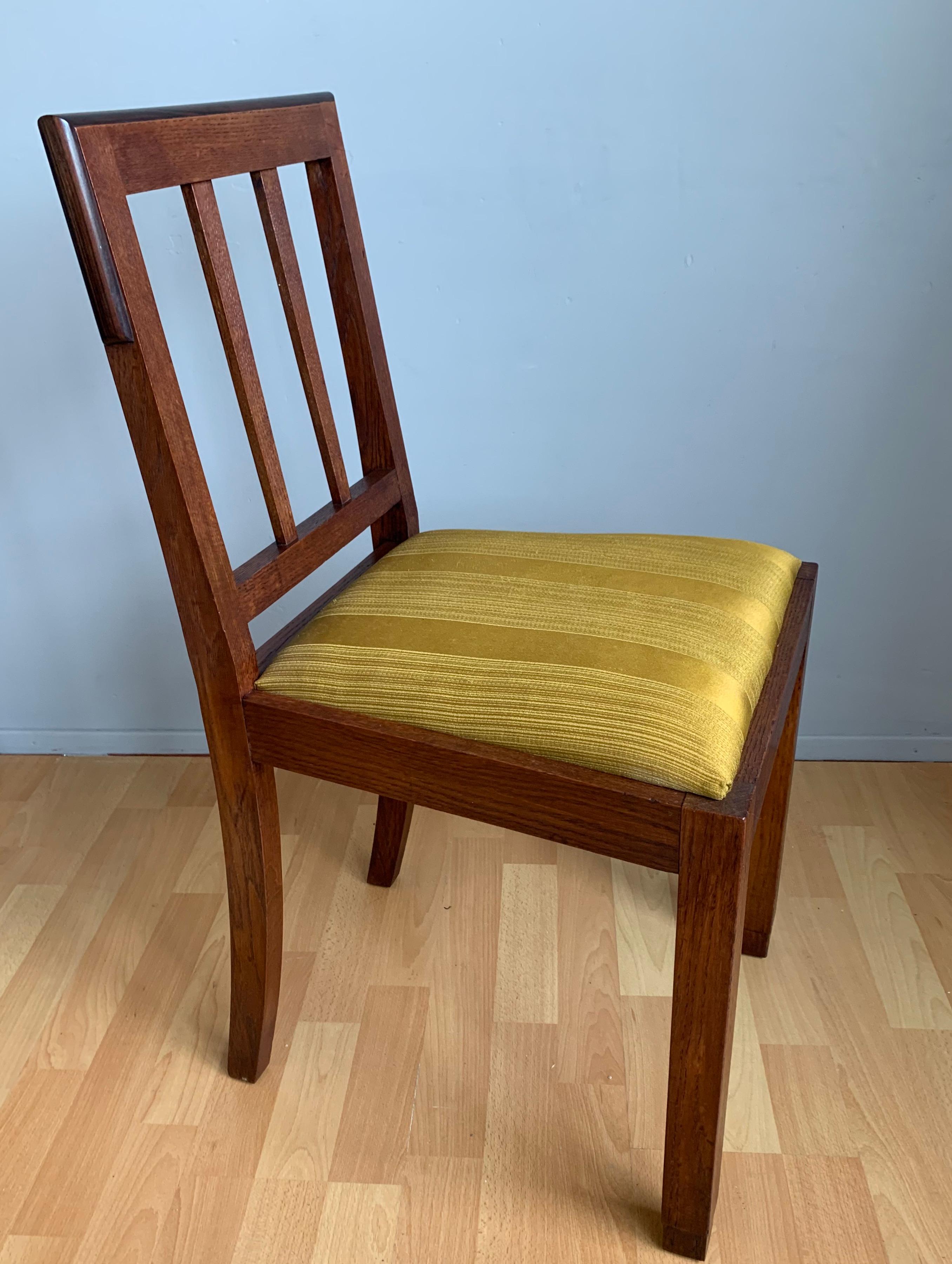 Geometrical design Dutch Arts & Crafts desk chair for the ladies.

Those who have purchased an antique Arts & Crafts or even an Art Deco ladies desk may have found that finding the right chair (of the period) can be a real challenge. This relatively