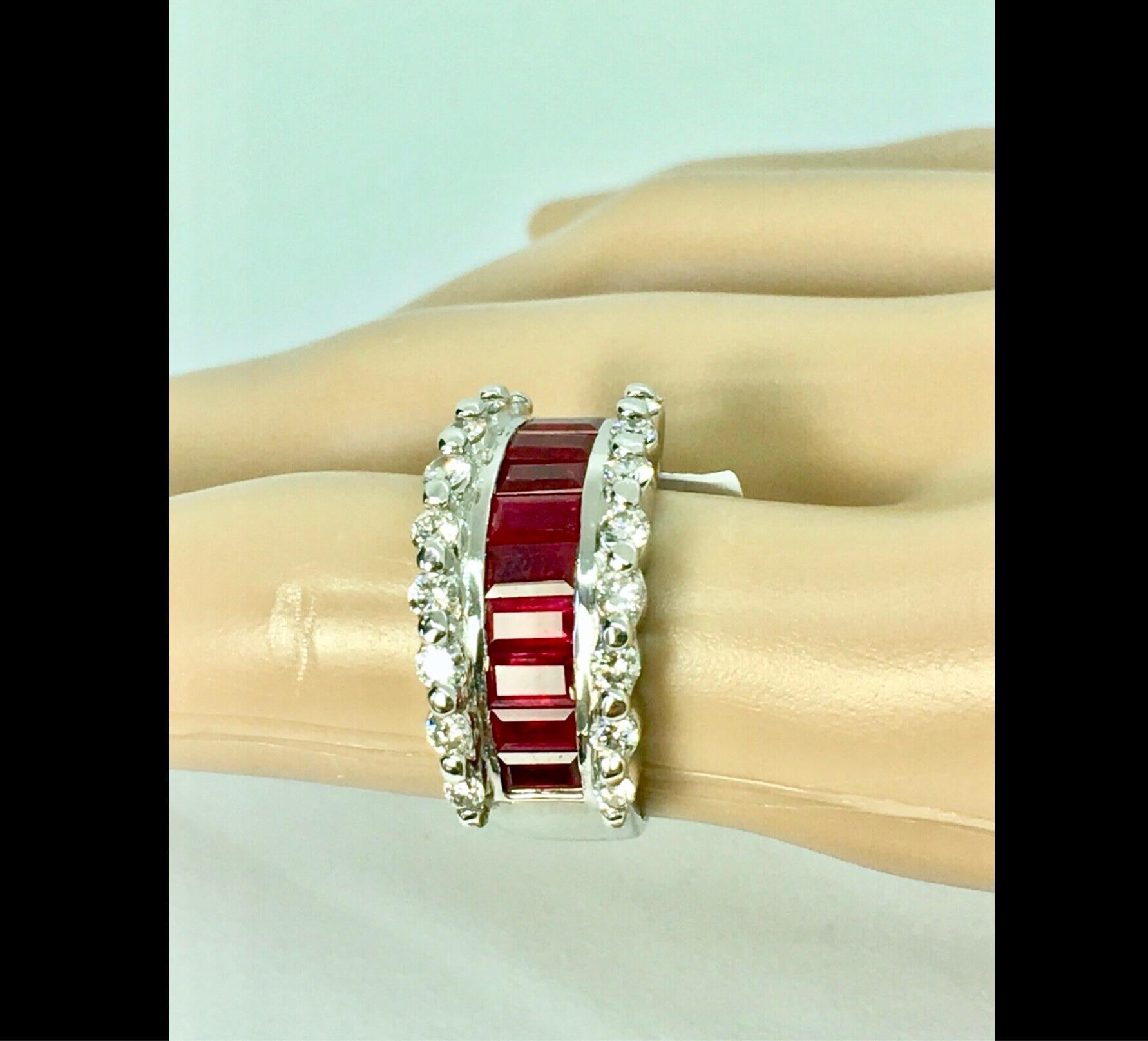 Contemporary Finest Ruby and Diamond Band Ring For Sale