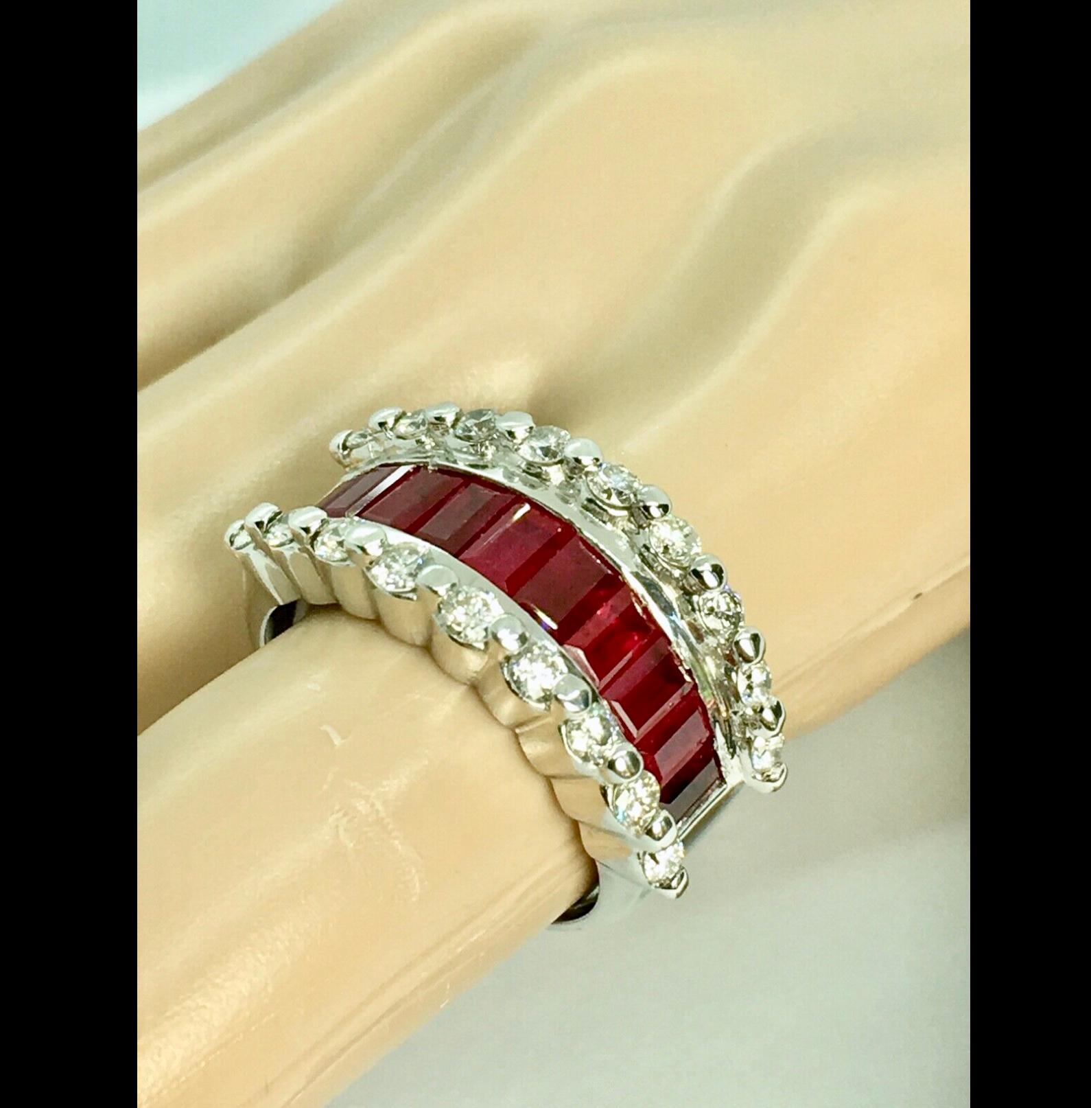 Women's Finest Ruby and Diamond Band Ring For Sale
