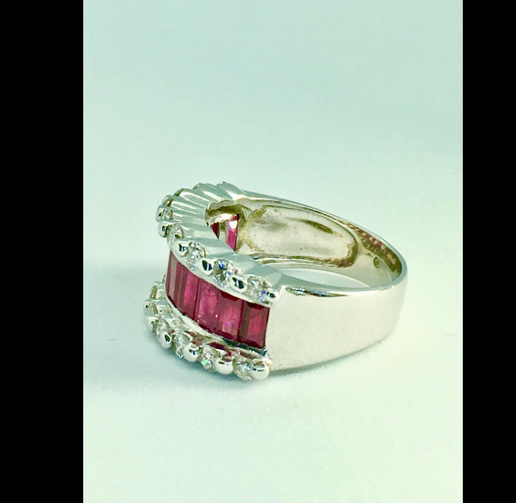 Finest Ruby and Diamond Band Ring For Sale 3