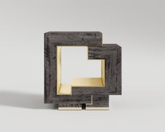 Finest Side Table in Eucalyptus and Polished Bronze by Palena Furniture
