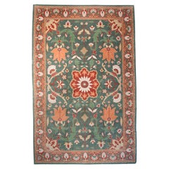 Alfombra tibetana vintage con diseño de medallón floral - Mediados del siglo XX