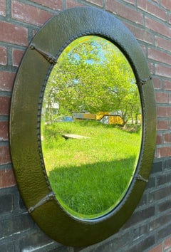 Finest Workmanship Bronzed Copper Ovale Shape & Large Size Art Deco Wall Mirror