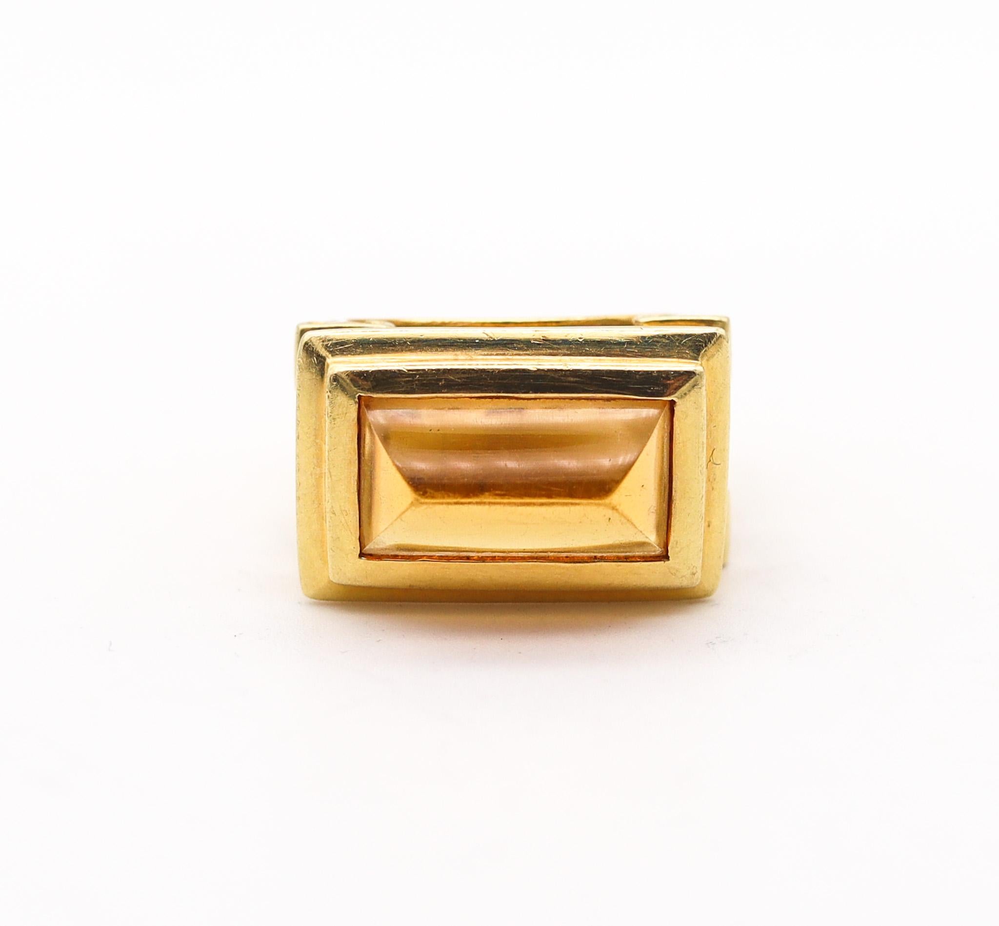 Finestra 1990 Greek Revival Architectural Ring In 18Kt Yellow Gold With Citrine For Sale 1