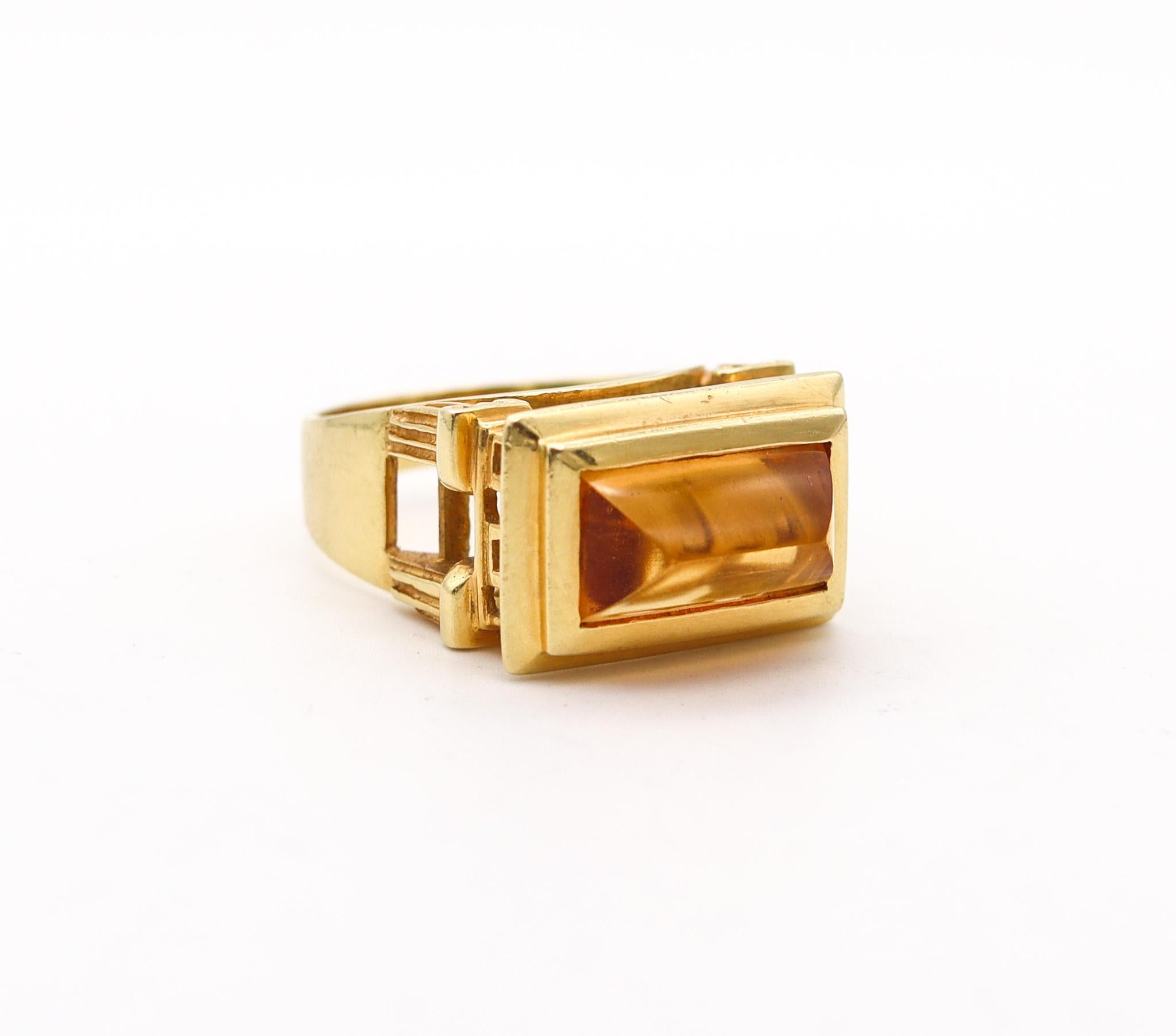 Finestra 1990 Greek Revival Architectural Ring In 18Kt Yellow Gold With Citrine For Sale 2