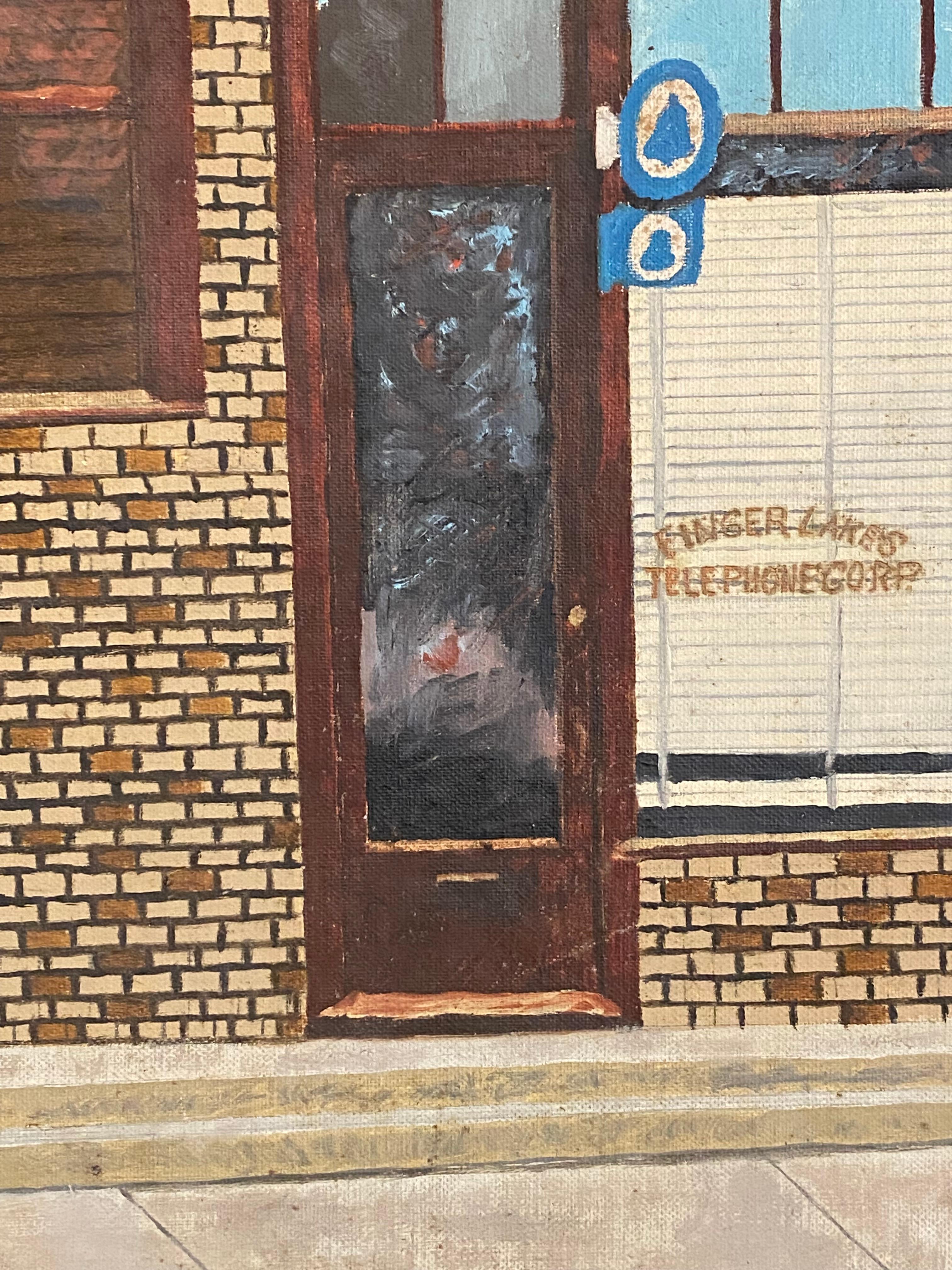 Pintura de la fachada del edificio de la Finger Lakes Telephone Corporation, Marcellus Nueva York en Bueno estado para la venta en Garnerville, NY