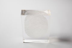 Finger Print in Lucite Signed Wolf