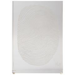 Finger Print in Lucite Signed Wolf