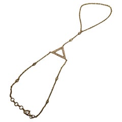 Finger Ring Chain Hand Geometric Diamond Symbol 18K Yellow Gold Chain Bracelet