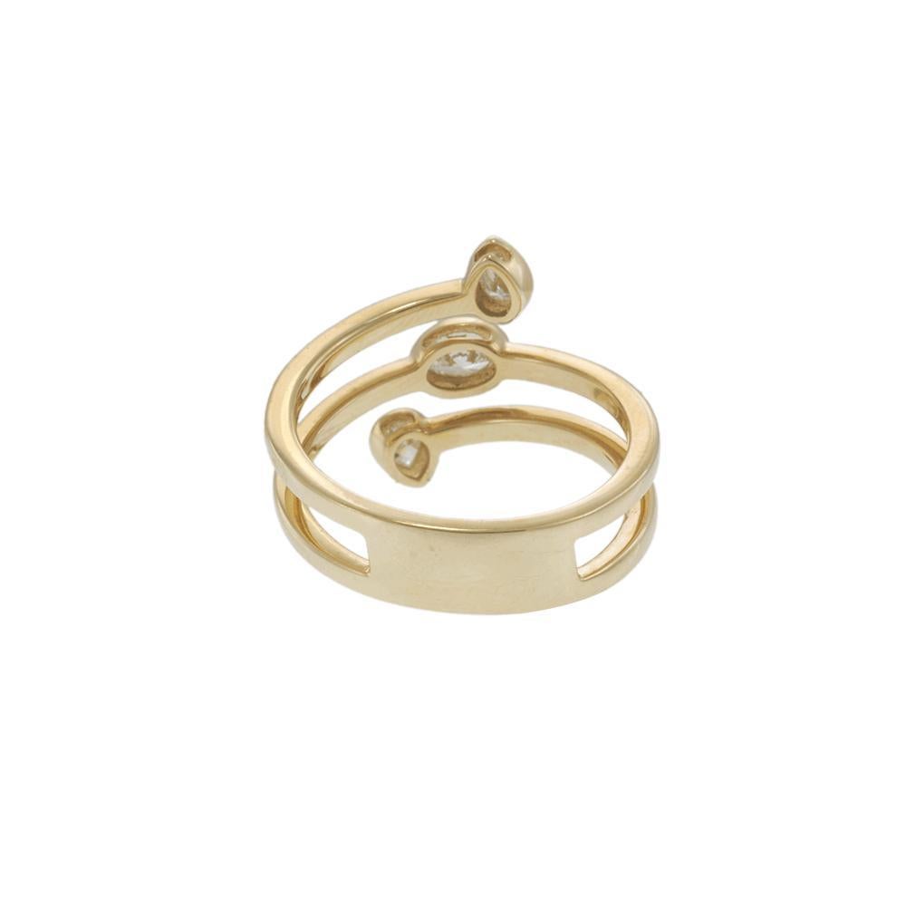 Anello da dito con diamanti ovali e a forma di pera in oro giallo 14K in vendita 1