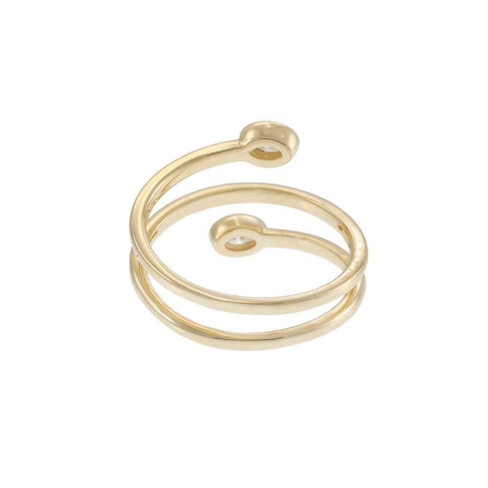 Bague de doigt avec diamants ovales en or jaune 14K en vente 3