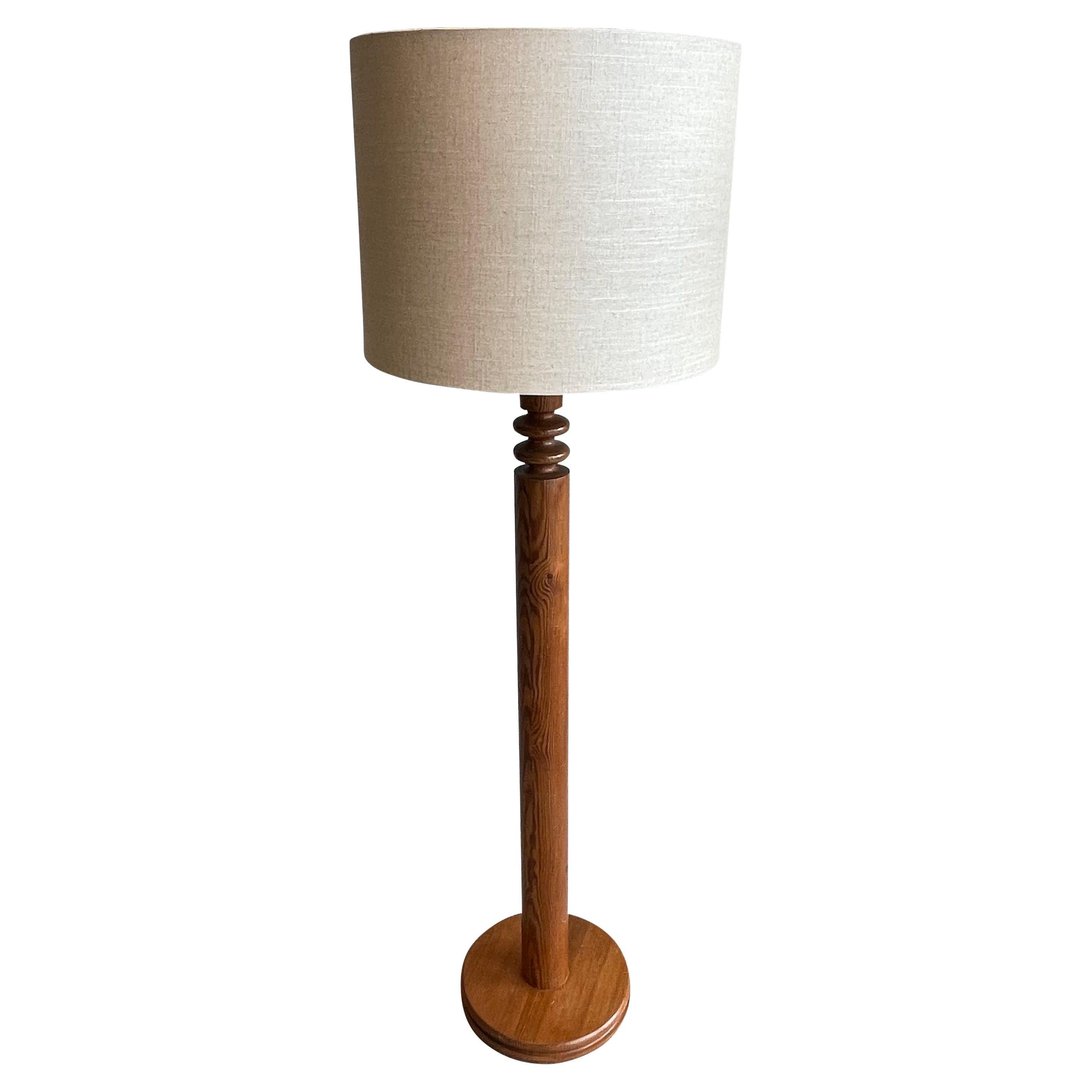 Carved Solid Wood Floor Lamp, Sweden, 1960s For Sale at 1stDibs