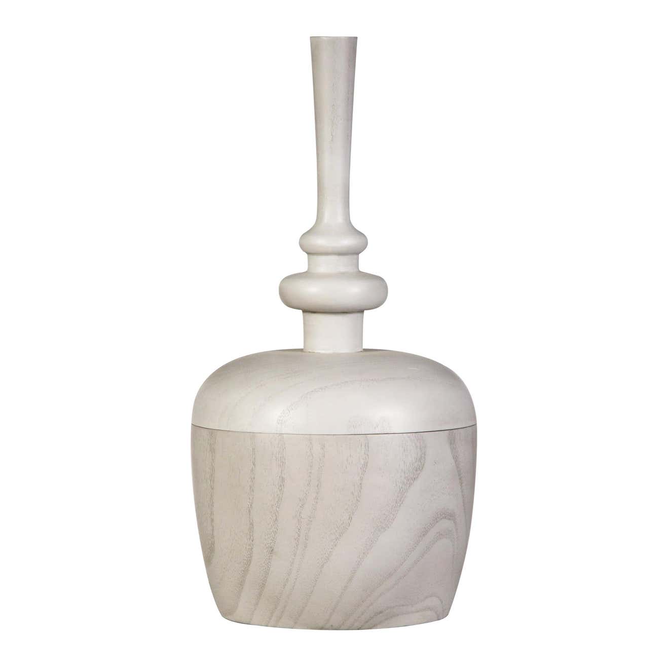 Finial Medium Box in Winter White Wood by CuratedKravet For Sale at 1stDibs