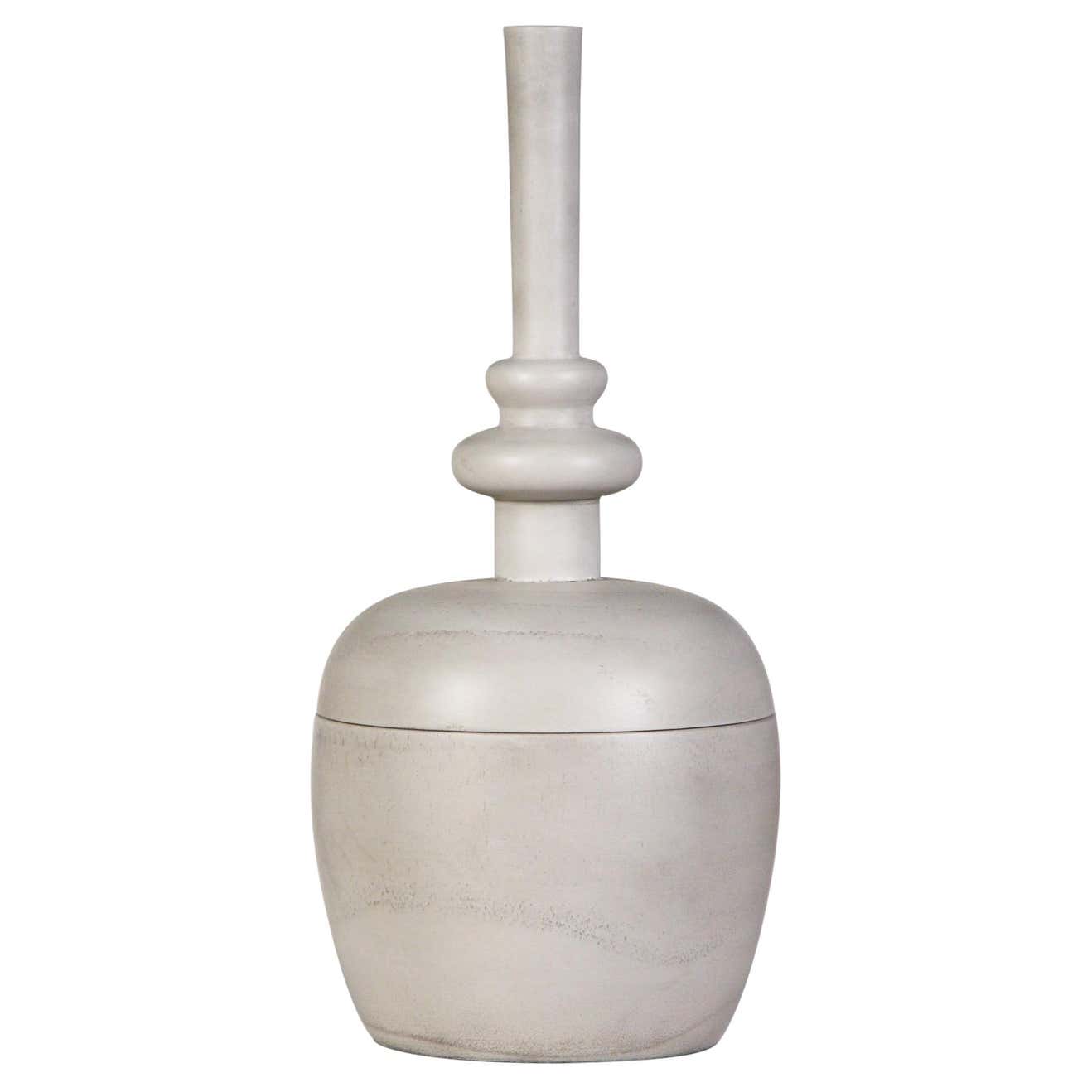 Finial Small Box in Winter White Wood by CuratedKravet For Sale at 1stDibs