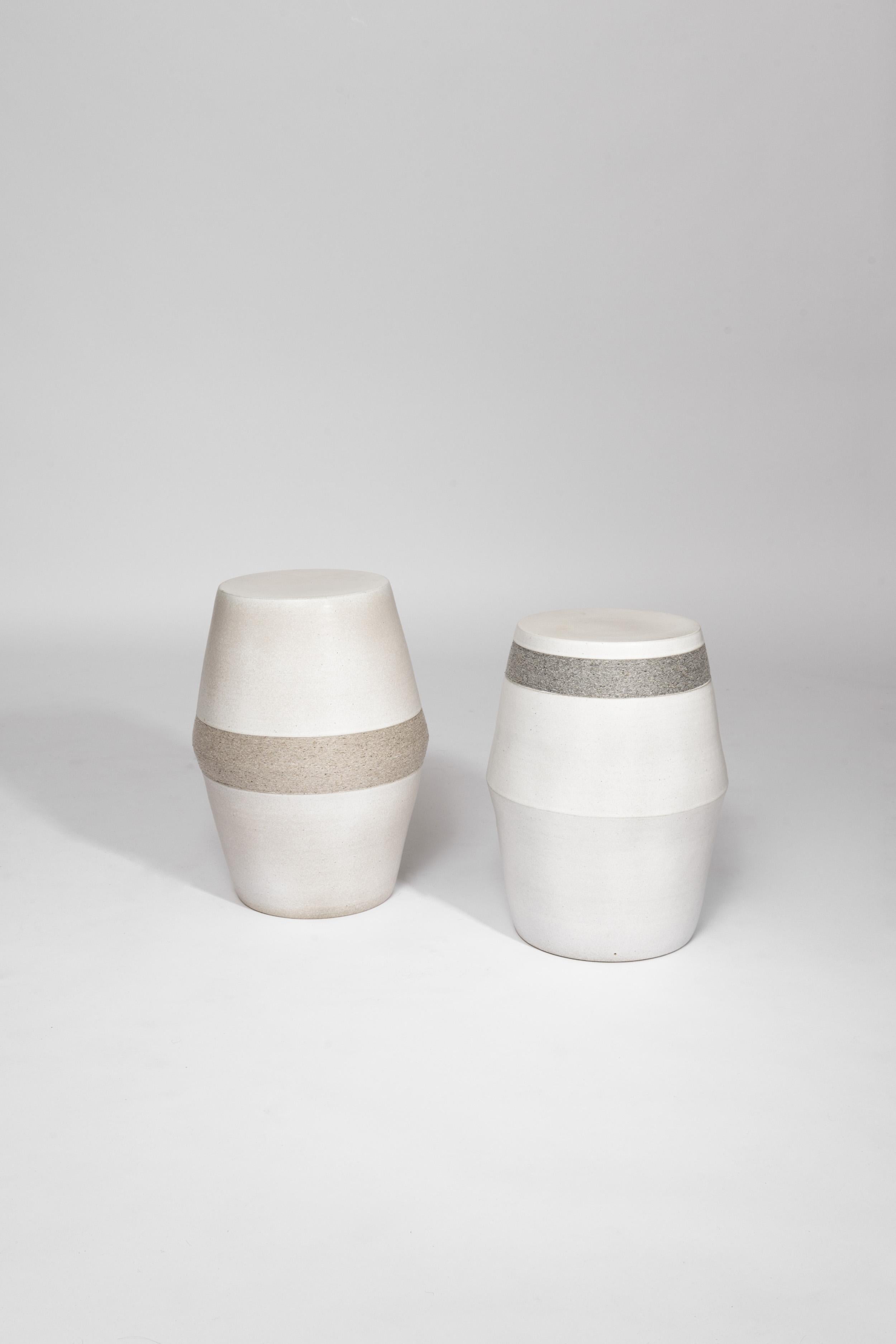 Contemporary Finiiri ceramic with silk thread details Stools set  For Sale