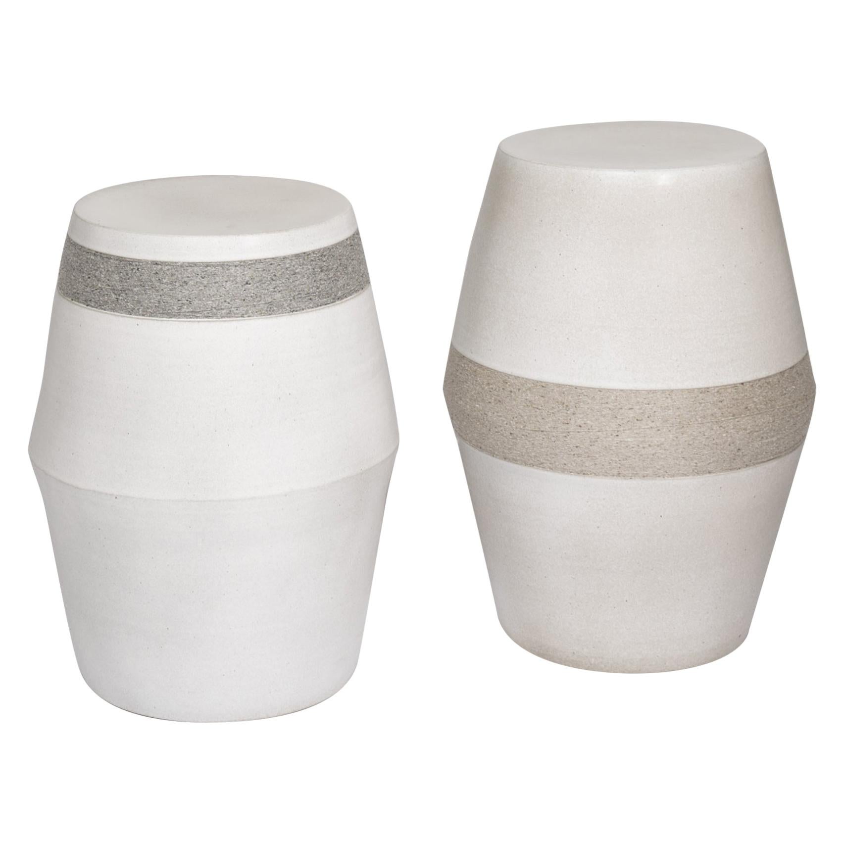 Finiiri ceramic with silk thread details Stools set  For Sale