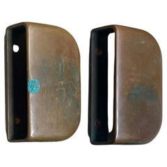 Finish bronze door handles pair all original + patina midcentury heaven