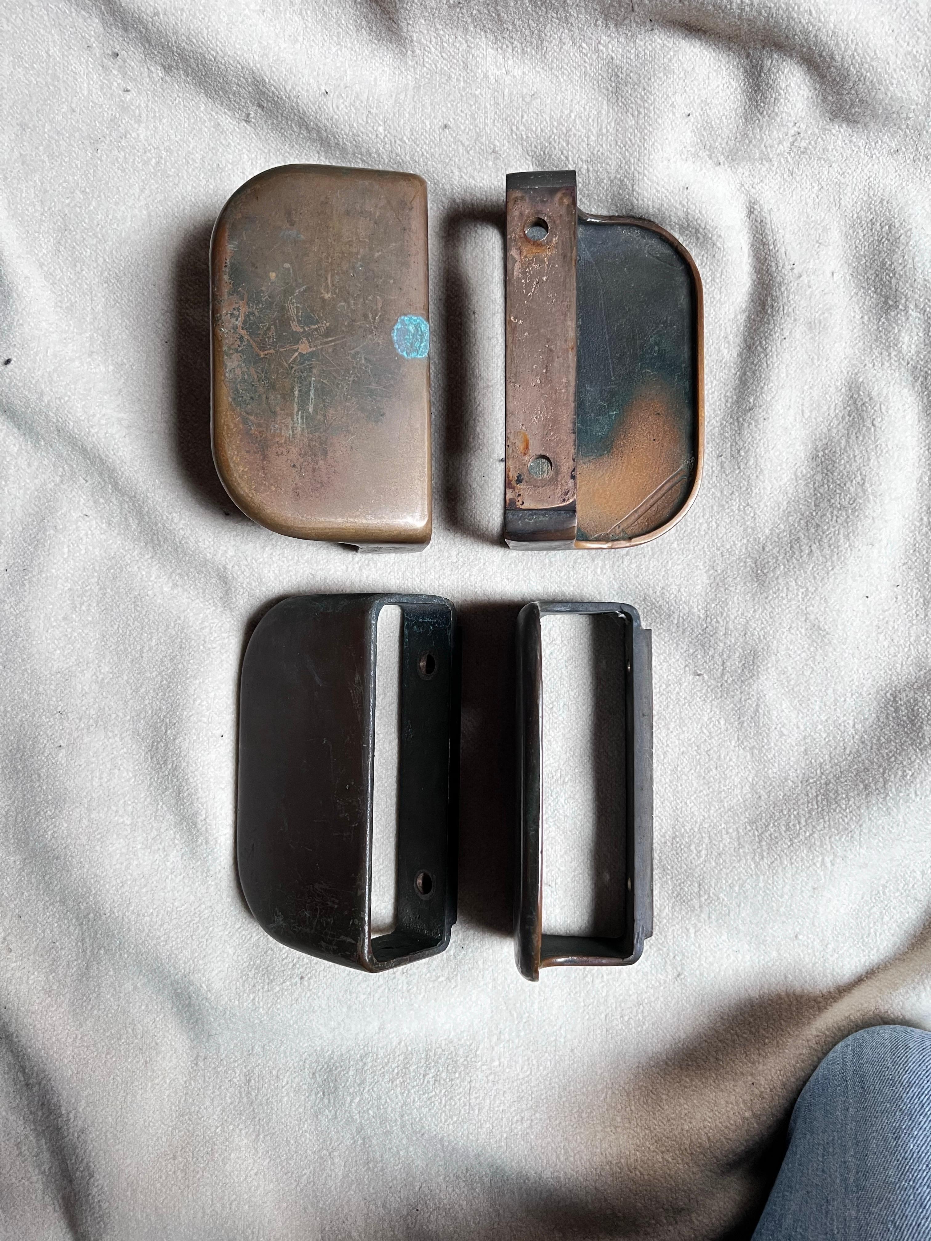Finish Bronze Türgriffe Serie von 4 alle original + Patina Midcentury Himmel im Angebot 2