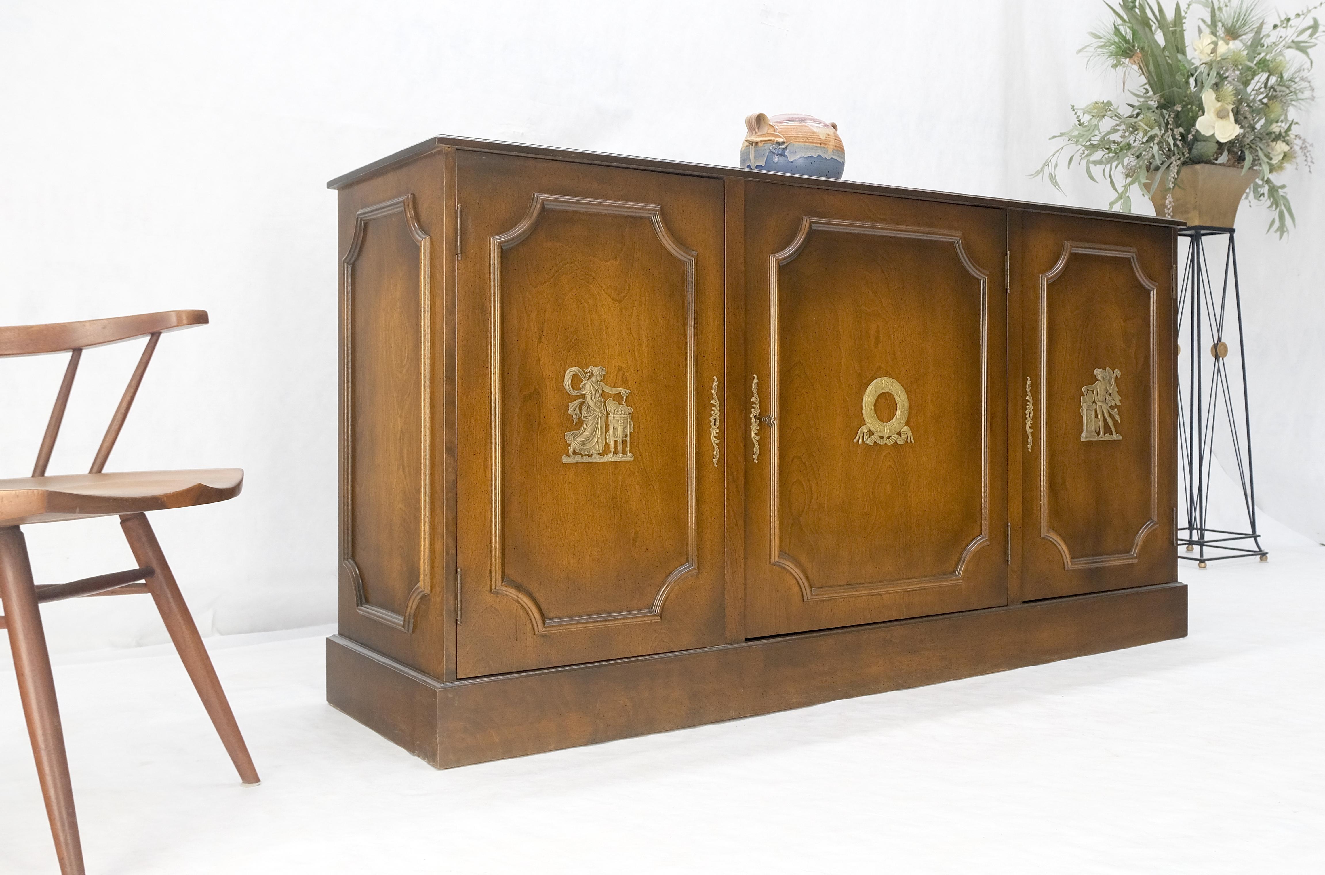 Finished BACK Bronze Mounts Three Door 4 Drawers Sideboard Credenza Cabinet MINT For Sale 1