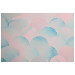 Finisterra Pacific Pink Wallpaper with Pink and Blue Geometric Scallop Patterns
