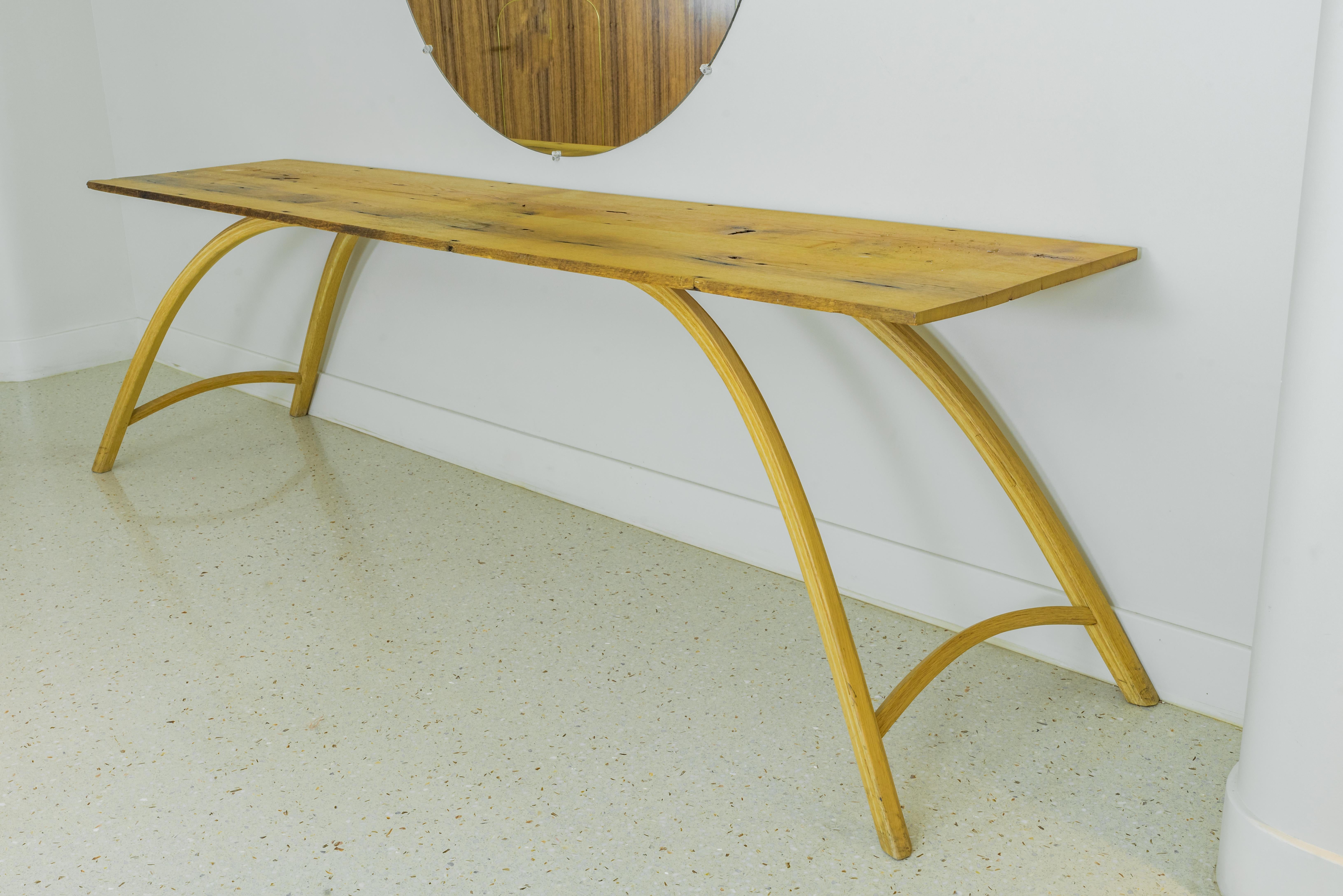 Tavolo Consolle Finita, legno di Oak Wood recuperato, realizzato a mano da Rafael Calvo In condizioni Nuovo in vendita a Miami, FL