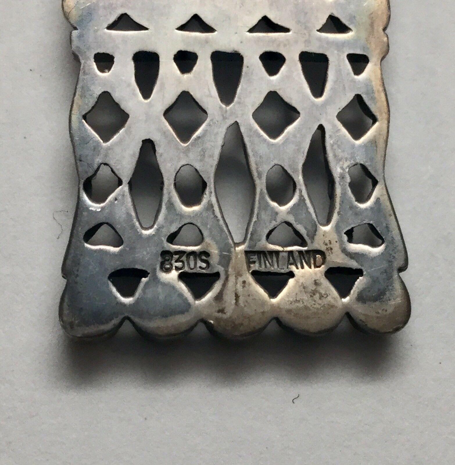 Finland 830 Silver Modernist Cut Out Design Cross Pendant Necklace 1